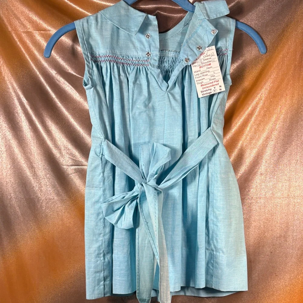 Vintage 50’s cotton smocked Charming Blue Kids Dress‎ 3/4t. GG